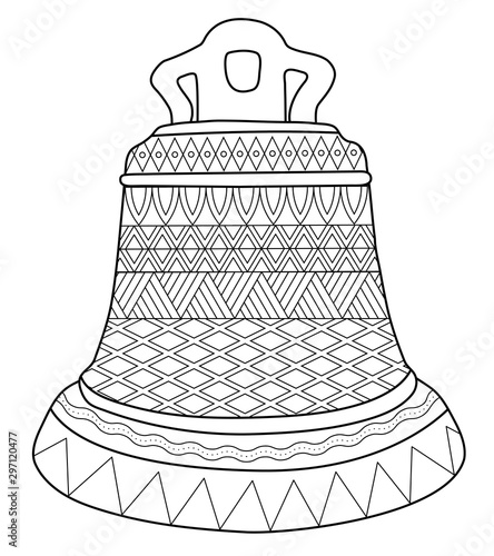 Bell coloring page for painting vector illustration for children and adults