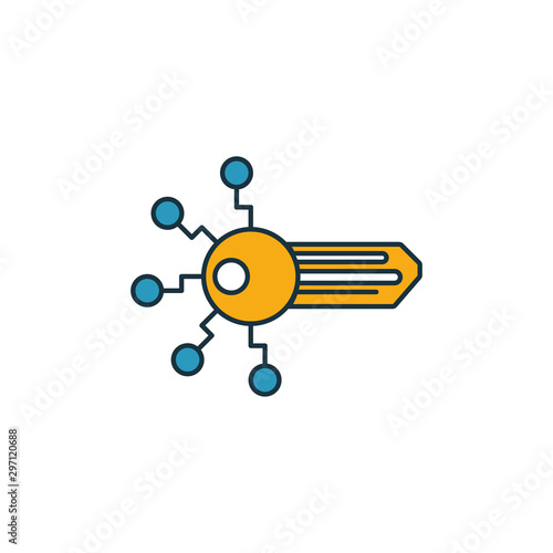Digital Key icon set. Four elements in diferent styles from crypto currency icons collection. Creative digital key icons filled, outline, colored and flat symbols