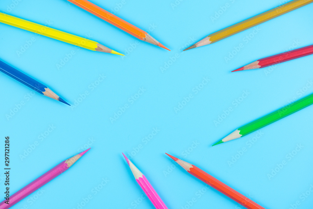 color pencil on light blue background