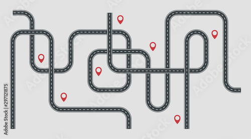 Street with point pointer sign and road vector template isolated on background.
