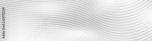 Grey liquid 3d refracted waves abstract banner design. Smooth wavy pattern vector background