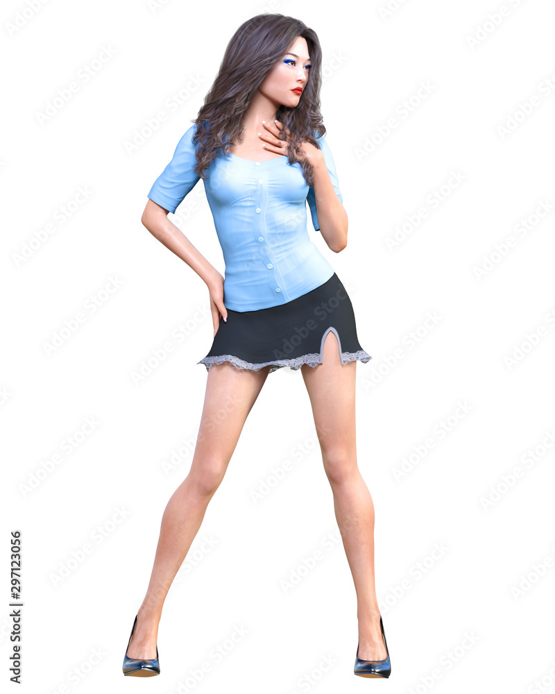 Fototapeta premium Long-haired brunette secretary