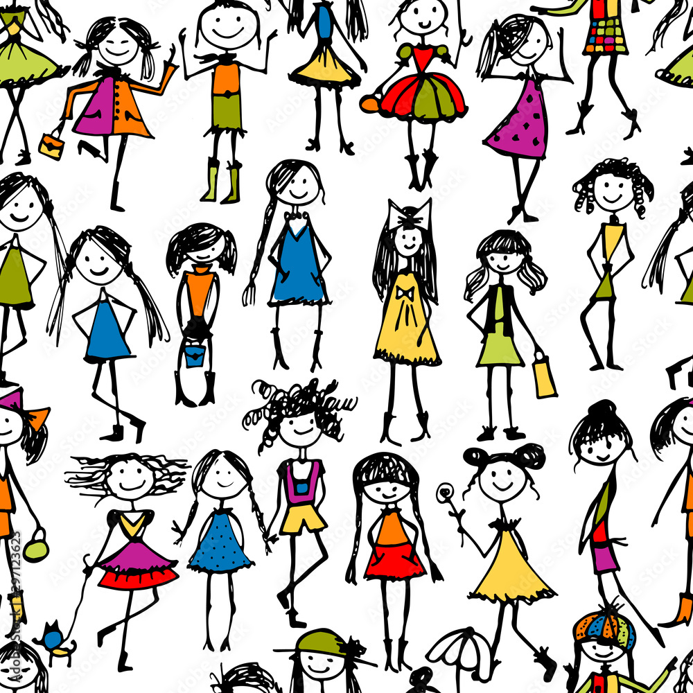 Fashion girls, seamless pattern for your design Fashion girls, seamless pattern for your design