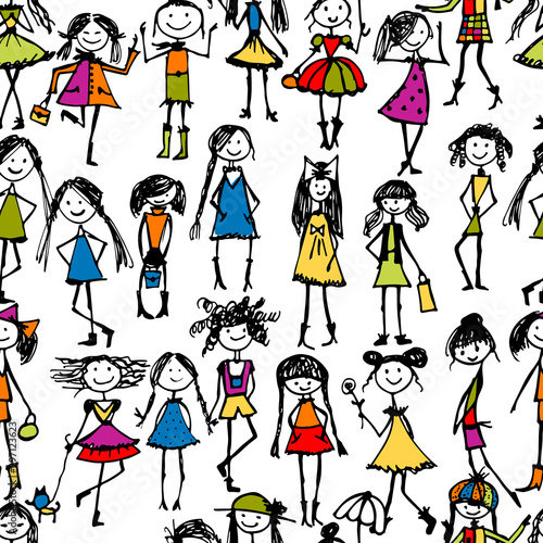 Fashion girls, seamless pattern for your design