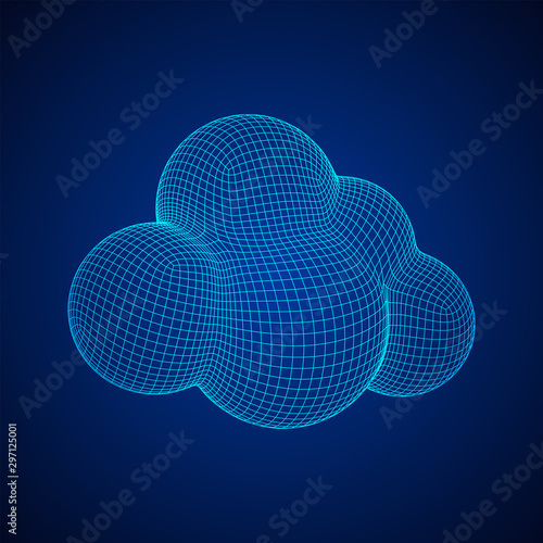Concept of cloud computing service technology. Wireframe low poly mesh vector illustration