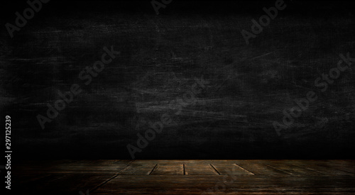 Background of empty room, concrete wall, wooden floor.