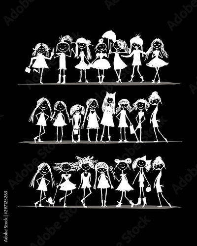 Fashion girls collection, sketch for your design