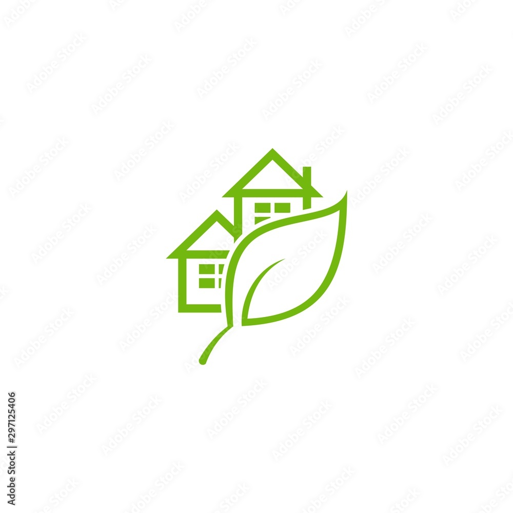 Obraz premium home eco with leaf logo template