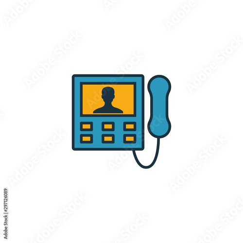 Intercom icon set. Four elements in diferent styles from household icons collection. Creative intercom icons filled, outline, colored and flat symbols
