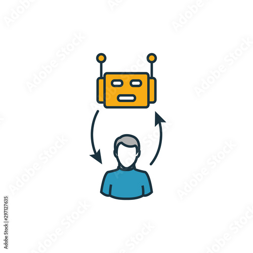 Collaborative Robotics icon set. Four elements in diferent styles from industry 4.0 icons collection. Creative collaborative robotics icons filled, outline, colored and flat symbols