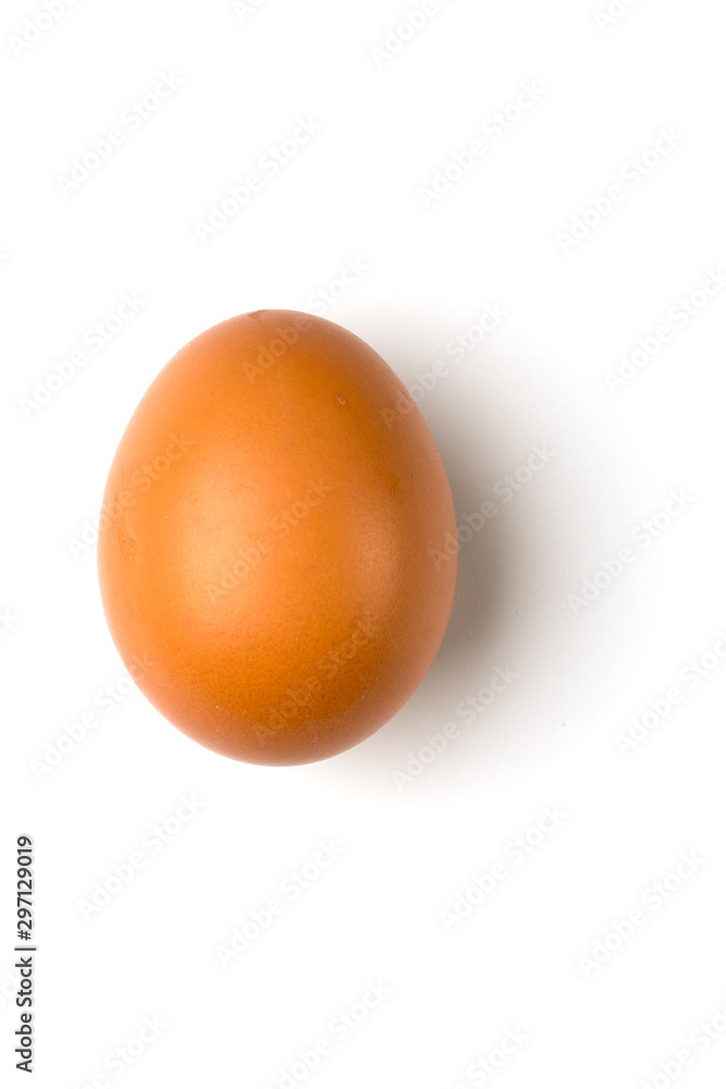 Brown egg isolated on a white background. The egg casts a shadow to the right. Brown egg isolated on a white background. The egg casts a shadow to the right.