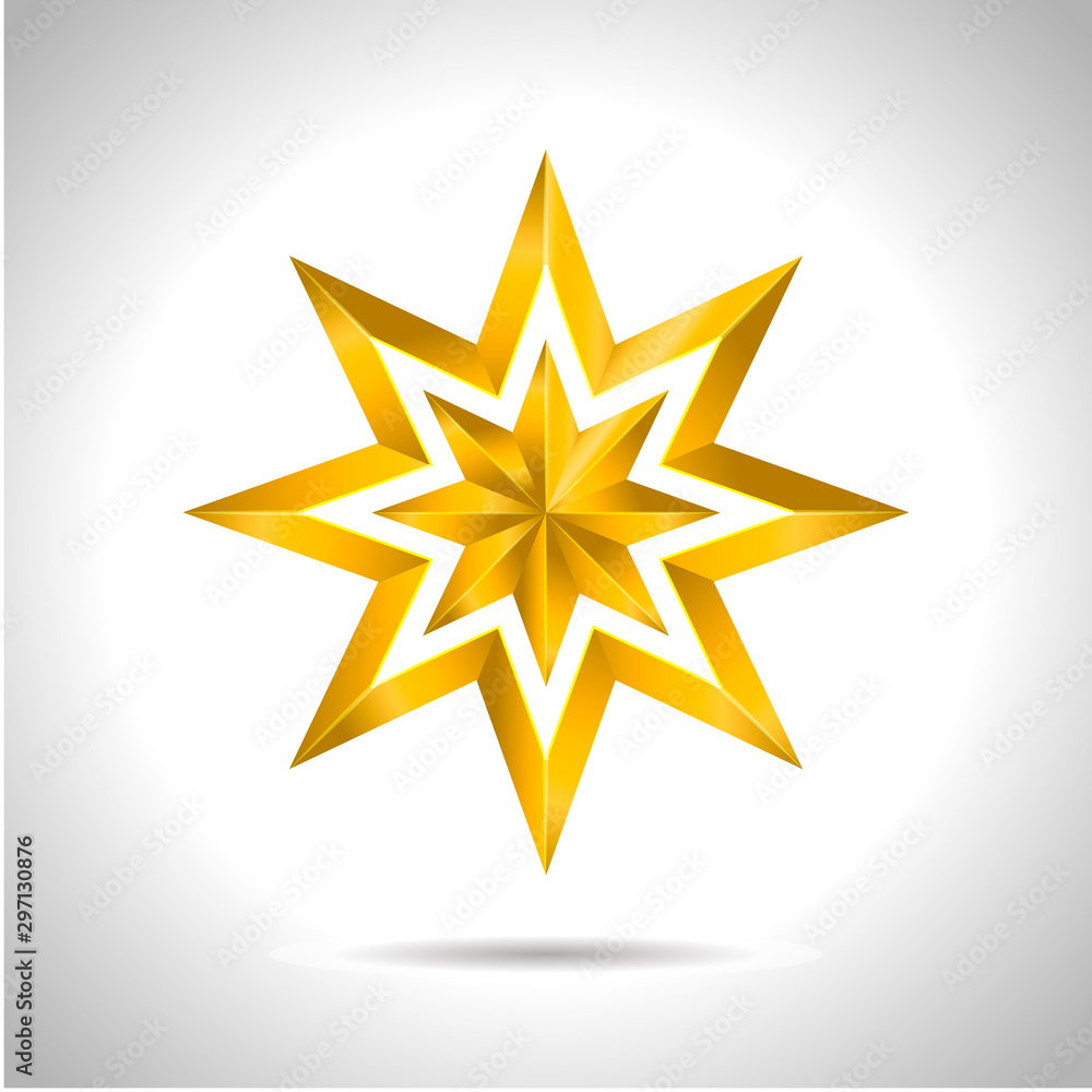 Gold red star vector illustration 3D art symbol christmas Gold red star vector illustration 3D art symbol christmas