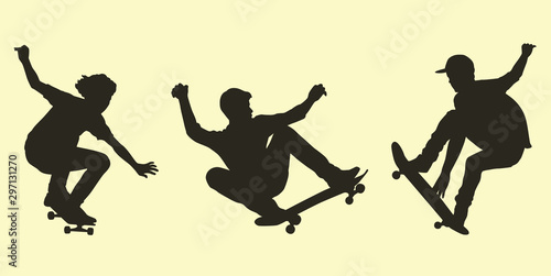 Skateboarders In Silhouette