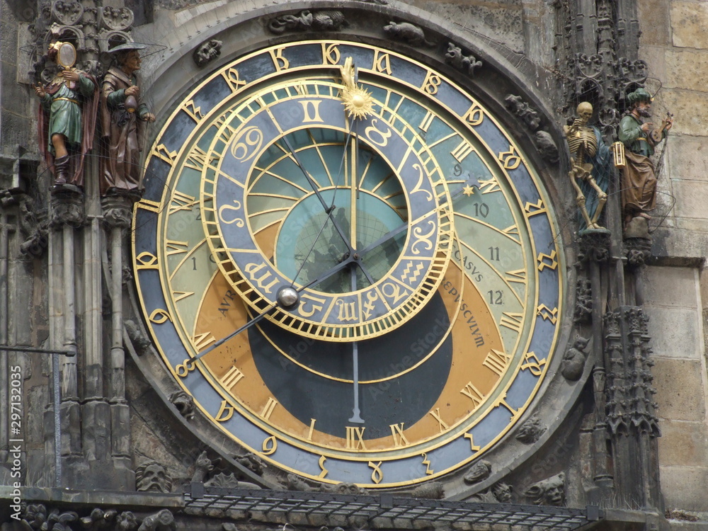 clock in the center of Prague on the old town square