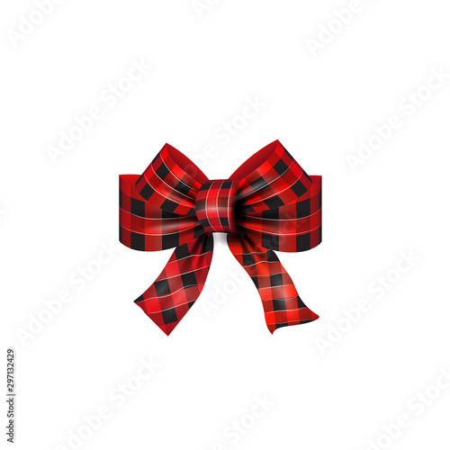 Red Tartan bow Christmas vector