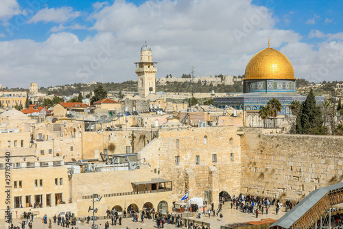 Panoramic View to the Golden Roofs of the Dome of the Rock, Jerussalem, Israel