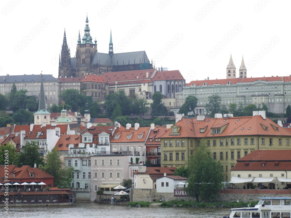 panorama of Prague in summer from afar