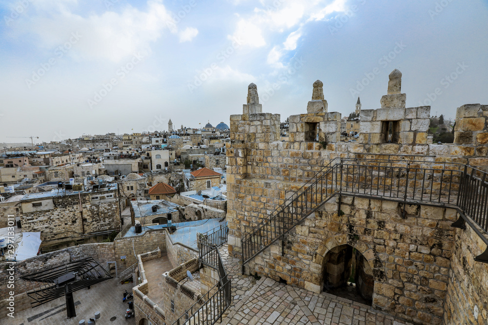 Fototapeta premium Panoramic View to the Jerusalem Roofs, Holy Land, Israel