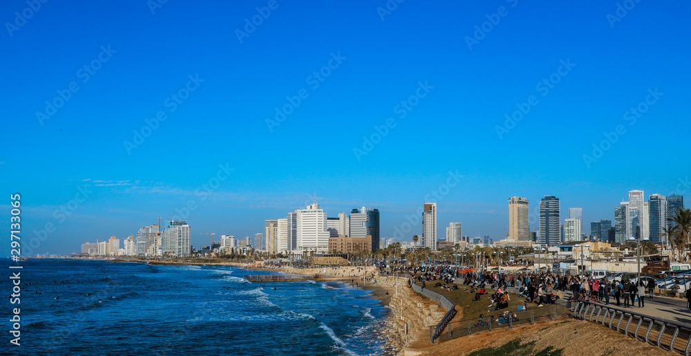 Cloudy Blue Sky under Tel Aviv Sea Side, Israel