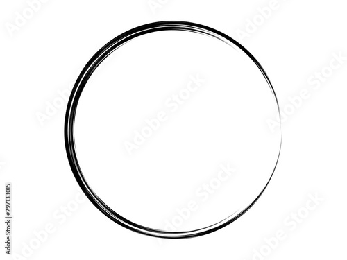 Grunge circle made of black paint.Grunge thin circle made of black ink.Grunge frame made with art brush.