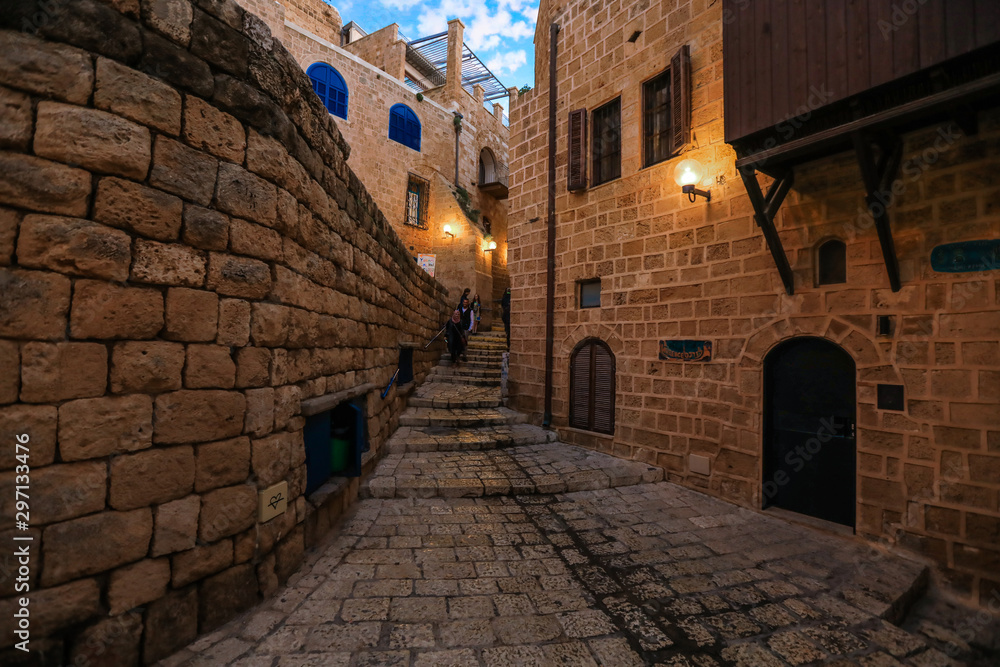 Naklejka premium Evening Streets of the Old Yaffa, Tel Aviv, Israel