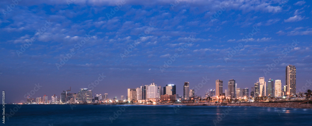 PAnoramic View to the Cloudy Seaside of the Tel Aviv, Israel