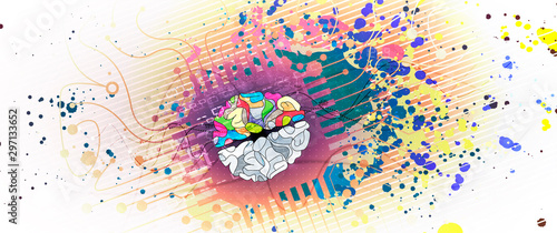 Quantum processing. Deep learning artificial intelligence. Future new technology  for business or science presentation
