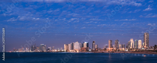 PAnoramic View to the Cloudy Seaside of the Tel Aviv, Israel © Dave