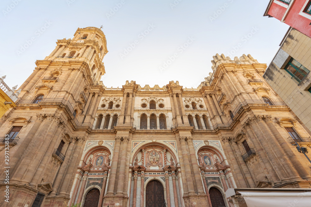 Cathedral and Plaza del Obispo in Malaga, Spain