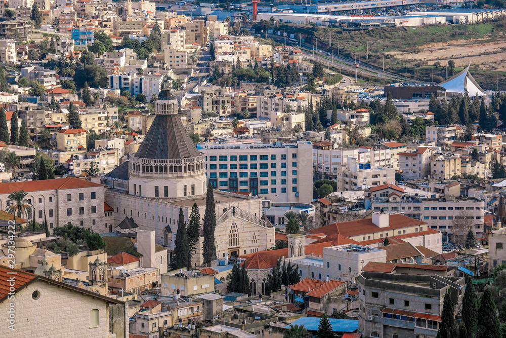 Panoramic View to the Basilica of the Annunciation, Nazareth, Israel