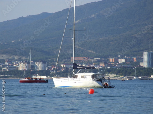 yachts in the Black sea off the coast of Gelendzhik