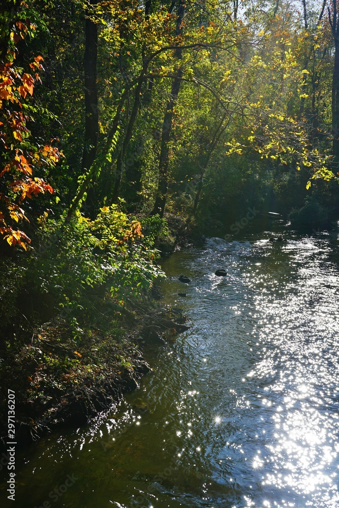 View of the Delaware and Raritan (D&R) canal in Kingston, New Jersey, in the fall View of the Delaware and Raritan (D&R) canal in Kingston, New Jersey, in the fall