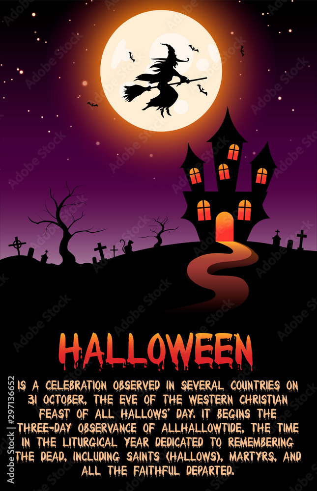 halloween background of witch on the full moon, vector illustration halloween background of witch on the full moon, vector illustration