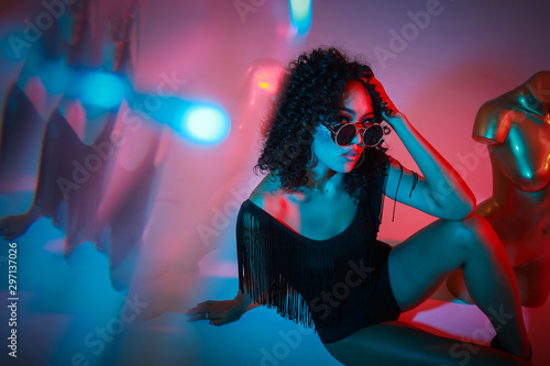 beautiful woman and abstract light
