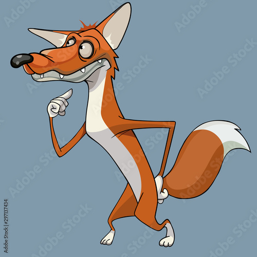 cartoon sly red fox listens for solution