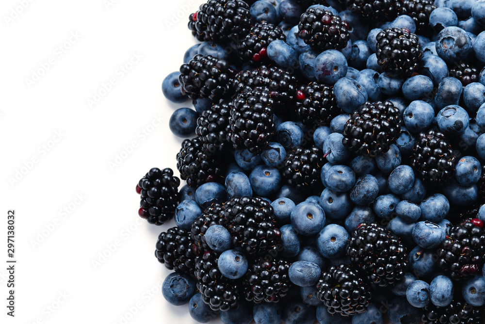 Blackberry and blueberry background. Top view. Blackberry and blueberry background. Top view.