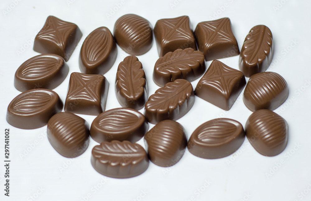 chocolate pieces isolated on white background chocolate pieces isolated on white background