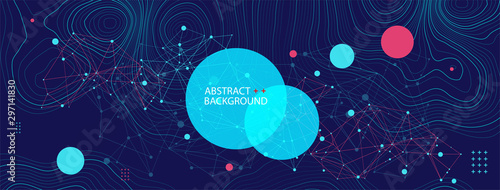Template for science and technology presentation. Plexus style background.
