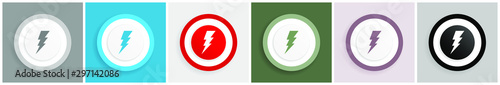 Bolt icon set, colorful flat design vector illustrations in 6 options for web design and mobile applications
