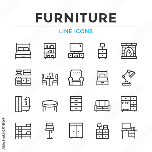 Furniture line icons set. Modern outline elements, graphic design concepts, simple symbols collection. Vector line icons