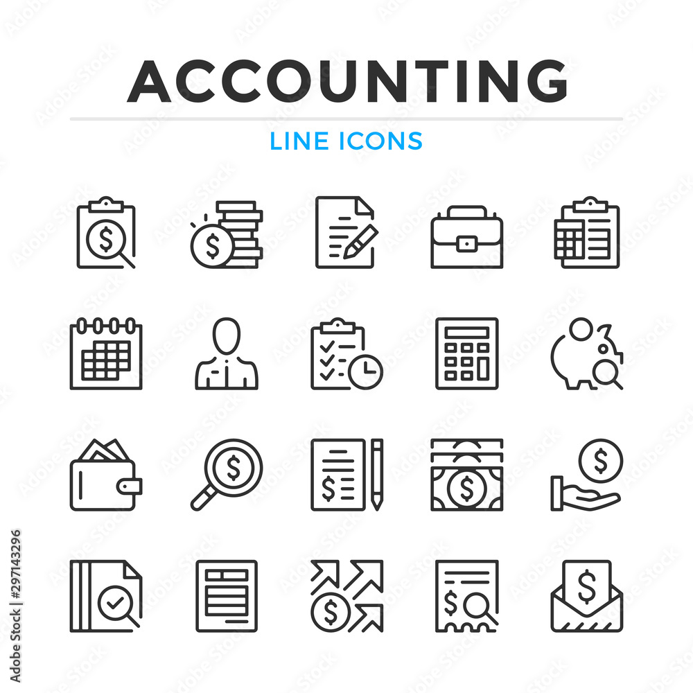 Accounting line icons set. Modern outline elements, graphic design concepts, simple symbols collection. Vector line icons Accounting line icons set. Modern outline elements, graphic design concepts, simple symbols collection. Vector line icons