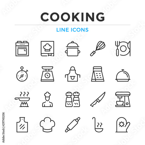Cooking line icons set. Modern outline elements, graphic design concepts, simple symbols collection. Vector line icons