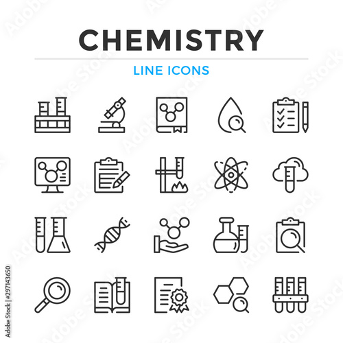Chemistry line icons set. Modern outline elements, graphic design concepts, simple symbols collection. Vector line icons
