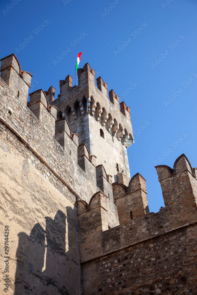 Castle in Sirmione sity, on the coast of Garda lake