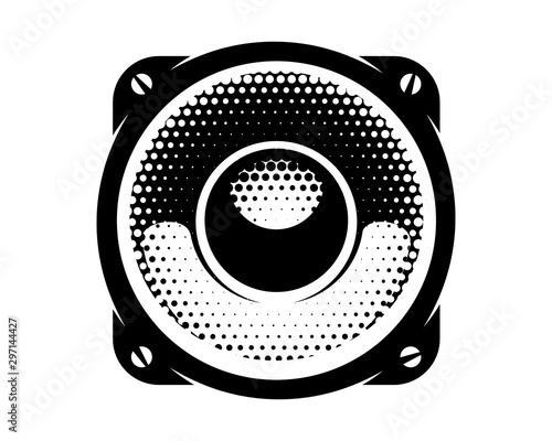 Stylish vector monochrome detailed illustration with speaker