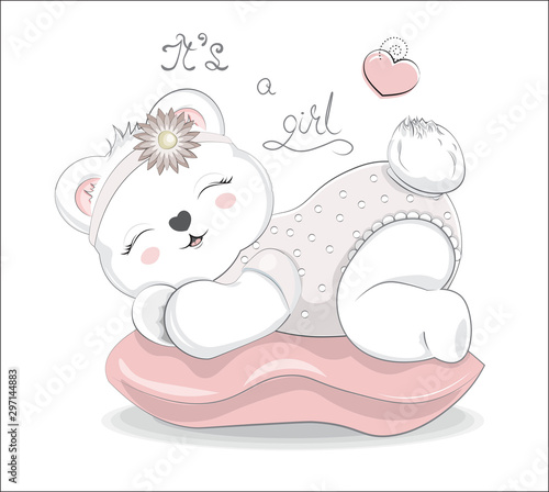 sleeping girl baby bear