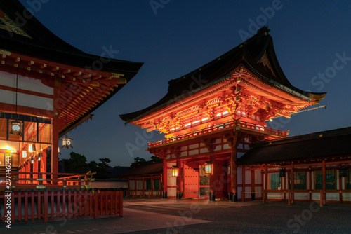 Fushimi Inari Taisha Shrine at night. Kyoto, Japan