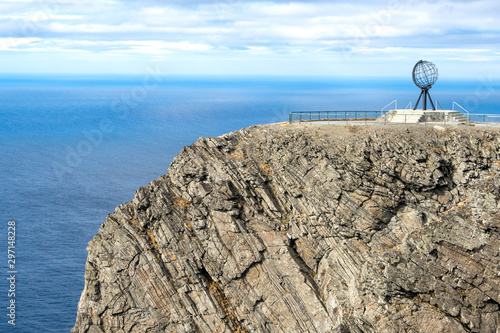 View of North Cape rock above the arctic sea, Norway