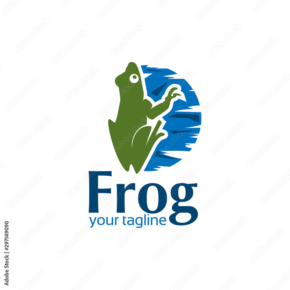 Frog logo in the abstract circle. flat design. Frog silhouette. Vector Illustration on white background Frog logo in the abstract circle. flat design. Frog silhouette. Vector Illustration on white background