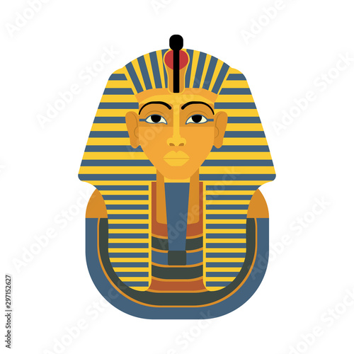 Pharaon Tutankhamun golden mask. Famous egyptian pharaon. vector